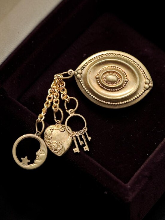 Antique Jewelry - Antique Repurposed Celestial Chatelaine Brooch